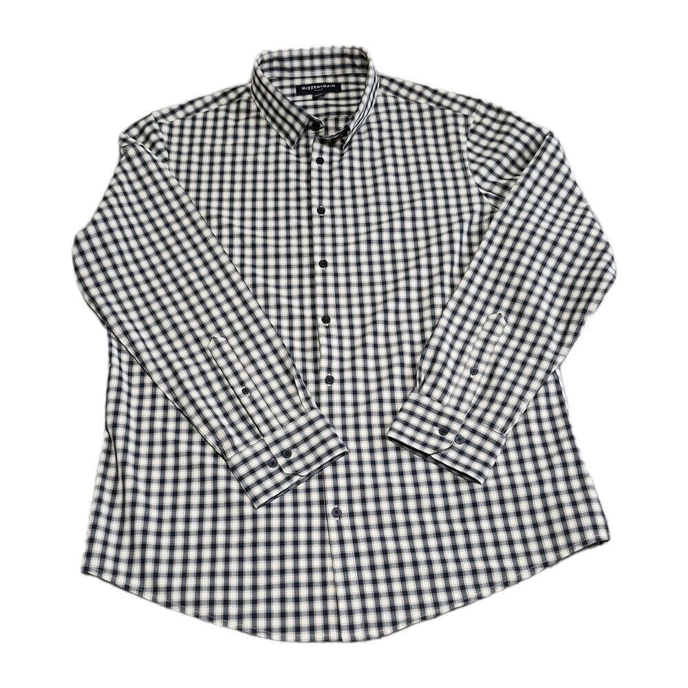 Mizzen+Main Performance Shirt Men XL Trim Blue Leeward Plaid Stretch Button Down